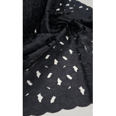 Layse Richelieu Preto  Flores I18    - Comprimento 1 m x Largura 1,30 m 