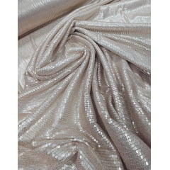 Tule Bordado  Mini Paetês Rosê - Largura 1,50 m x Comprimento 2 m 