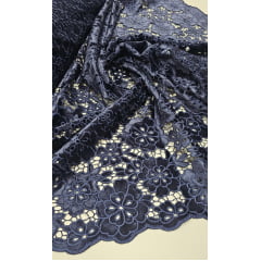 Renda Guipir Aveludada Azul Marinho Modelo 03 - largura 1,40 m x Comprimento 2 m 