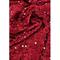 Veludo Cristal Bordado Vermelho Ferrari - Comprimento 0,60 cm x Largura 1,50 m 