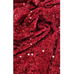 Veludo Cristal Bordado Vermelho Ferrari - Comprimento 0,60 cm x Largura 1,50 m 