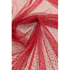 Tule  Explosão com Glitter Marsala - Largura 1,50 m x Comprimento 1 m  