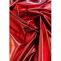 Couro Metálico Brilhante Vermelho AMASSADO - Comprimento 1 m x Largura 1,47 m 