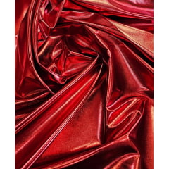 Couro Metálico Brilhante Vermelho AMASSADO - Comprimento 1 m x Largura 1,47 m 