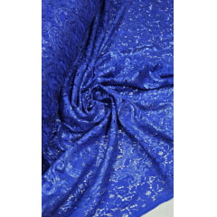 Renda Bordada com Paetês em Arabescos Azul Royal - Comprimento 2,60 m x Largura 1,50 m 