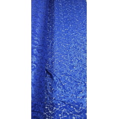 Renda Bordada com Paetês em Arabescos Azul Royal - Comprimento 2,60 m x Largura 1,50 m 
