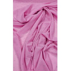 Mousseline Toque de Seda Com Strass Rosa Chiclete - Comprimento 3 m x Largura 1,50 m 
