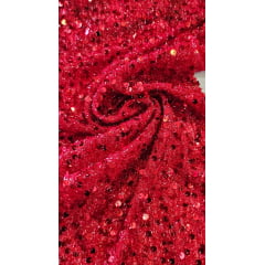 Lurex Bordado com Paetês Vermelho Ferrari - Comprimento 2,50 m x Largura 1,38 m 
