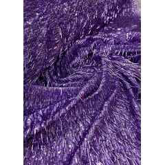 Tule Bordado com Paetês e Canutilhos Saab Lilás - Comprimento 0,40 cm x Largura 1,30 m 