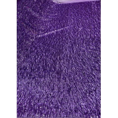 Tule Bordado com Paetês e Canutilhos Saab Lilás - Comprimento 0,40 cm x Largura 1,30 m 