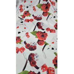 Cetim Estampado Digital Maria Navalha COM DEFEITO - COMPRIMENTO 0,90 CM X LARGURA 1,47 M 