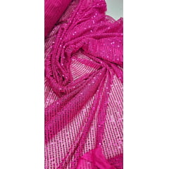 Paetê Bordado Glamour com Elastano Pink - Comprimento 2,30 m x Largura 1,40 m 