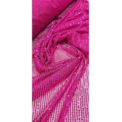 Paetê Bordado Glamour com Elastano Pink - Comprimento 2,30 m x Largura 1,40 m 