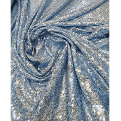 Paetê Bordado Magestic Azul Bebê - Comprimento 1 m x Largura 1,45 m 