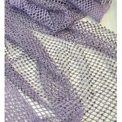 Tela Arrastão Lilás com Pedrarias Lilás - Comprimento 0,35 cm x Largura 1,30 m 