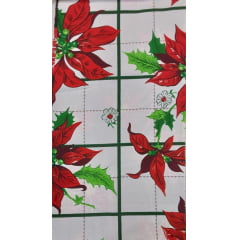 Oxford Estampado Natalino Fundo Branco Floral 01 - Comprimento 2,80 m x Largura 1,47 m 