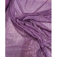Paetê Bordado Glamour com Elastano Lilás - Comprimento 3,50 m x Largura 1,40 m 