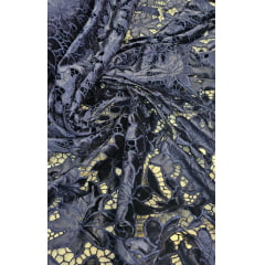 Renda Guipir Aveludada Azul Marinho Modelo 02 - Comprimento 0,80 cm x Largura 1,40 m 