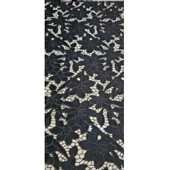 Renda Guipir Aveludada Preto Modelo 02 - Comprimento 0,60 cm x Largura 1,40 m 