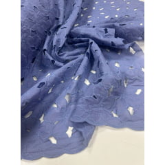 Layse Richelieu Azul Jeans Flores I18   - Comprimento 1 m x Largura 1,30 m 