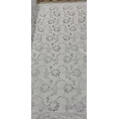 Tule Bordado Europa Luna Prata - Comprimento 1,50 m x Largura 1,30 m 