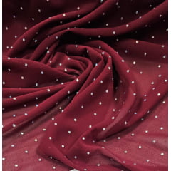 Mousseline Toque de Seda Com Strass Marsala - Comprimento 5 m x Largura 1,50 m  