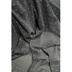 Mousseline Toque de Seda Com Strass Cinza Chumbo - Comprimento 3,45 m x Largura 1,50 m 