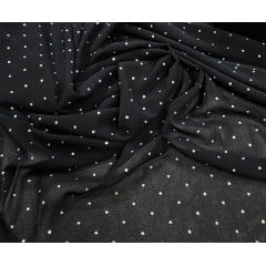 Mousseline Toque de Seda Com Strass Preto - Comprimento 2,60 m x Largura 1,50 m