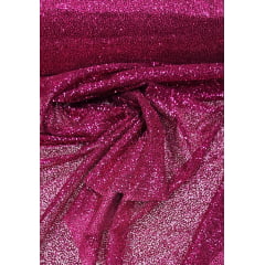 Tule com Glitter Pink Escuro Pesado   - Comprimento 0,50 cm x Largura 1,40 m 