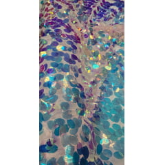 Tule Bordado com Paetê Holográfico Wings Rosa - Comprimento 0,75 cm x Largura 1,47 m 
