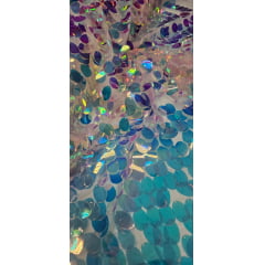Tule Bordado com Paetê Holográfico Wings Rosa - Comprimento 0,75 cm x Largura 1,47 m 