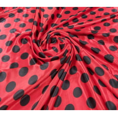 Cetim Vermelho Bola Preta - Comprimento 3 m x Largura 1,47 m 