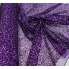 Tule com Glitter Roxo Pesado - Comprimento 1,20 m x Largura 1,40 m 