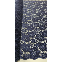 Renda Guipir Aveludada Azul Marinho Modelo 03 - Comprimento 0,70 cm m x Largura 1,40