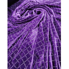 Veludo Cristal Diamond Roxo Xadrez - Comprimento 0,90 cm x Largura 1,50 m 