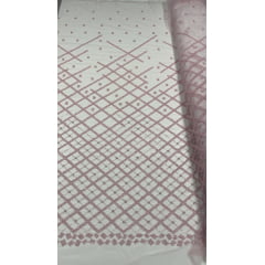 Tule Bordado com Pedrarias Premium Rosa Bebê - Comprimento 0,80 cm x Largura 1,35 m