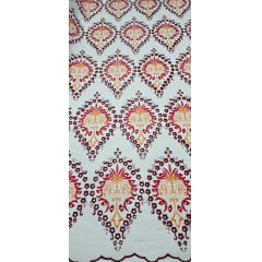 Layse Bordada Marrakech Vermelho Cereja Modelo 02 - Comprimento 2 m x Largura 1,30 m 