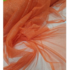 Tule com Glitter Fantasy Laranja - Comprimento 2,50 m x Largura 1,50 m 