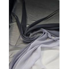 Mousseline Toque de Seda Degradê Preto com Cinza  COM MANCHA - Comprimento 1 m x Largura 1,47 m 