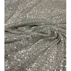 Paetê Bordado Glamour com Elastano Prata - Comprimento 0,85 cm x Largura 1,40 m 
