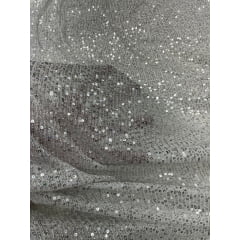 Paetê Bordado Glamour com Elastano Prata - Comprimento 0,85 cm x Largura 1,40 m 