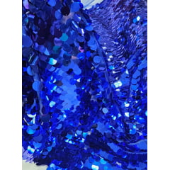 Paetê Bordado Moneta Azul Royal - Comprimento 0,60 cm x Largura 1,50 m 