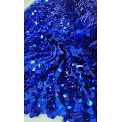 Paetê Bordado Moneta Azul Royal - Comprimento 0,60 cm x Largura 1,50 m 