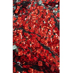 Paetê Bordado Metalic Vermelho e Prata COM DEFEITO NA BORDA - Comprimento 0,80 cm x Largura 1,40 m 