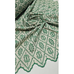 Linho Misto Bordado Imperiale Verde - Comprimento 1,50 m x Largura 1,30 m