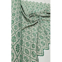 Linho Misto Bordado Imperiale Verde - Comprimento 2,30 m x Largura 1,30 m 