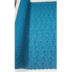 Layse Bordada Azul Petróleo  Modelo I92    - Comprimento 1,30 x Largura 1,35 m