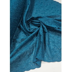 Layse Bordada Azul Petróleo  Modelo I92    - Comprimento 1,30 x Largura 1,35 m