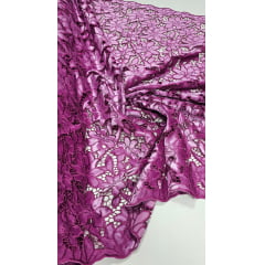 Renda Guipir Aveludada Fucsia Modelo 02 - Comprimento 2 m x Largura 1,40 m