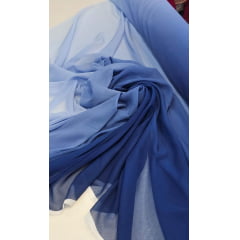 Mousseline Toque de Seda Degradê Azul Marinho com Azul Serenity - Comprimento 3,20 m x Largura 1,47 m